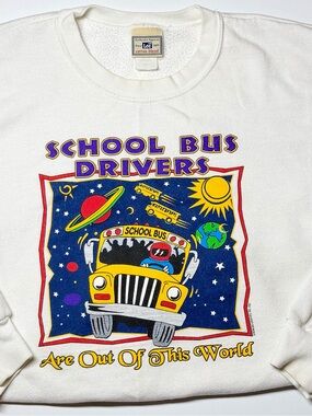 Vtg 2002 Lee School Bus Driver Sweatshirt XL Out Of This World Graphic